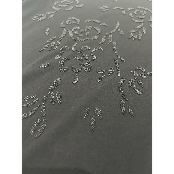 Educe Womens Black Floral Beaded Top Size 3X Stretch Disco Glam Corpcore Femme - Picture 7 of 10